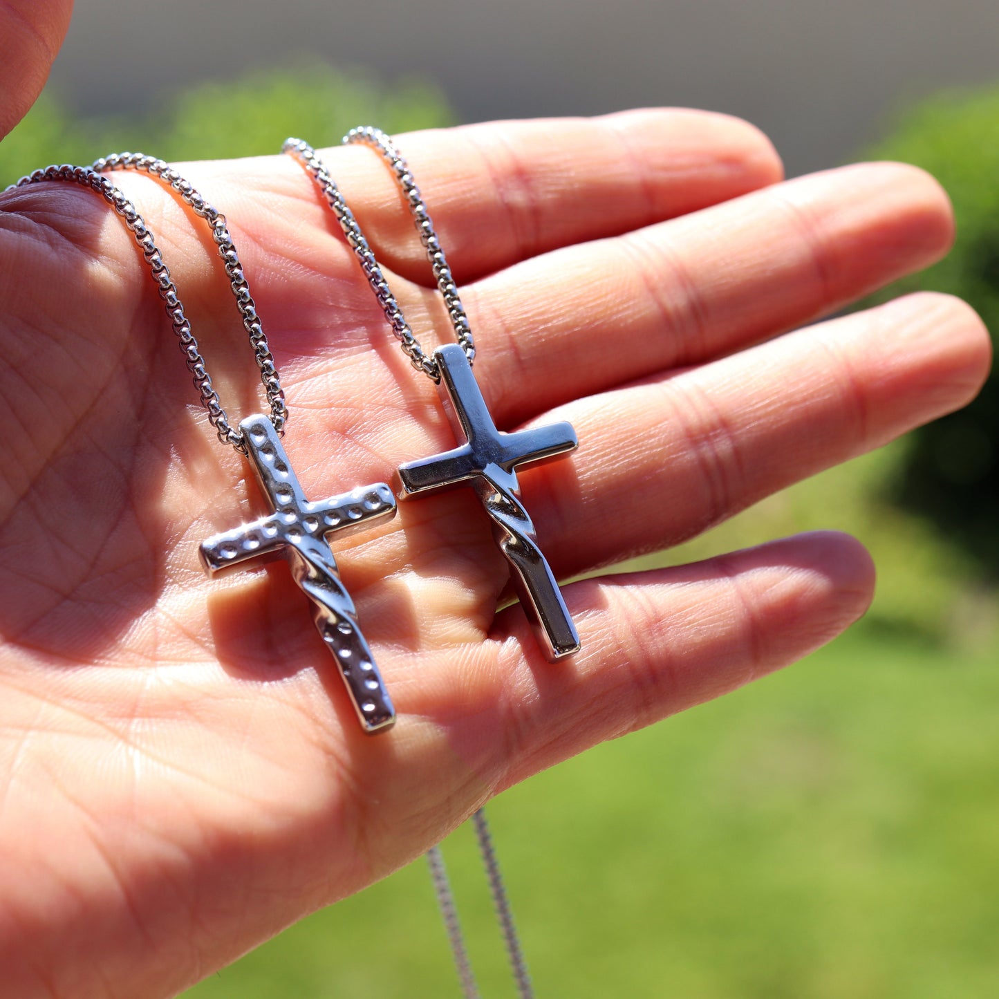 Cross Necklace, Faith Necklace, Stainless Steel Silver Cross Pendant, Mens Cross chain