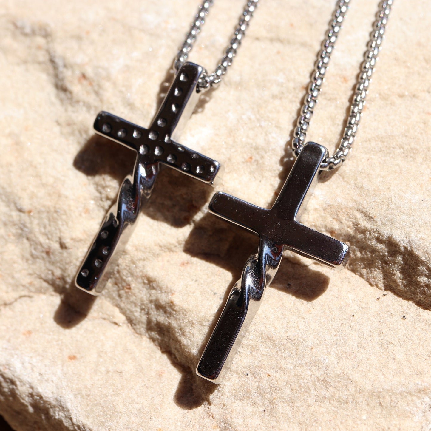Cross Necklace, Faith Necklace, Stainless Steel Silver Cross Pendant, Mens Cross chain