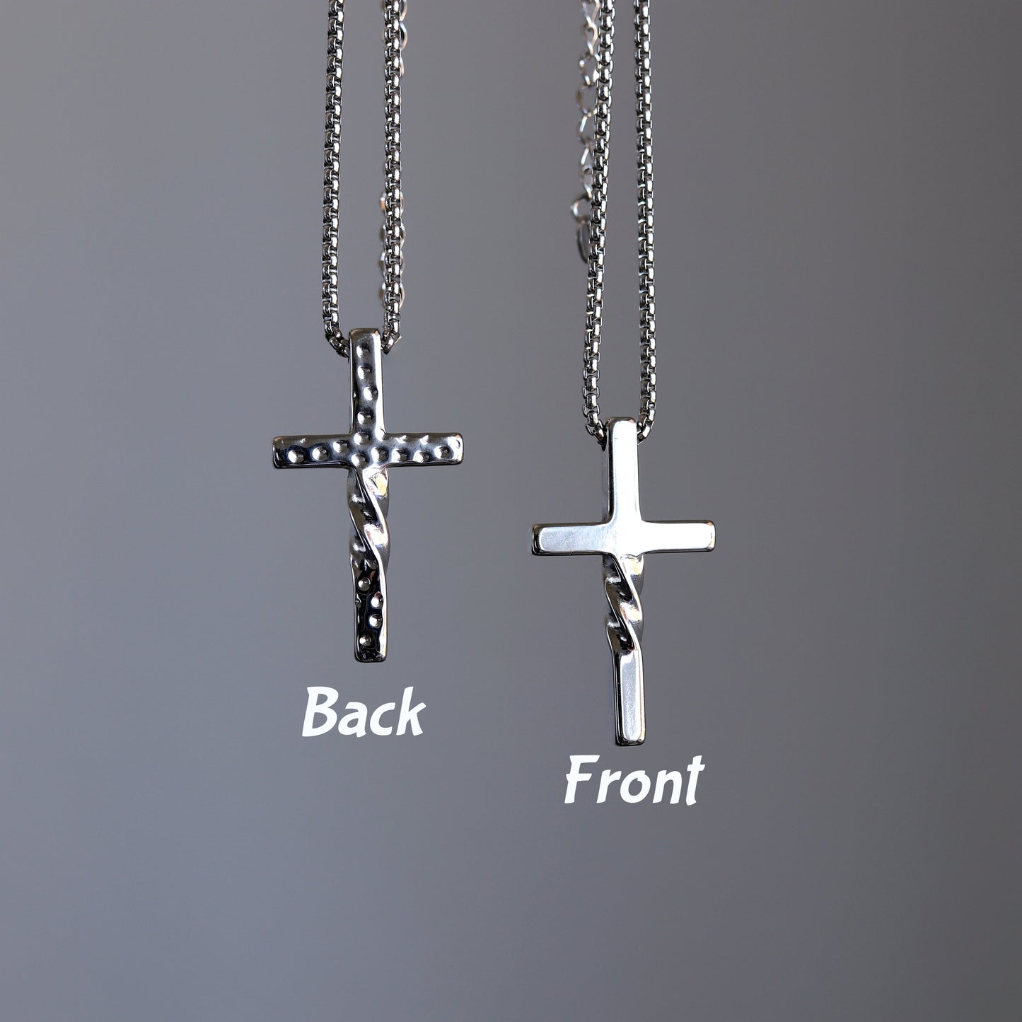 Cross Necklace, Faith Necklace, Stainless Steel Silver Cross Pendant, Mens Cross chain