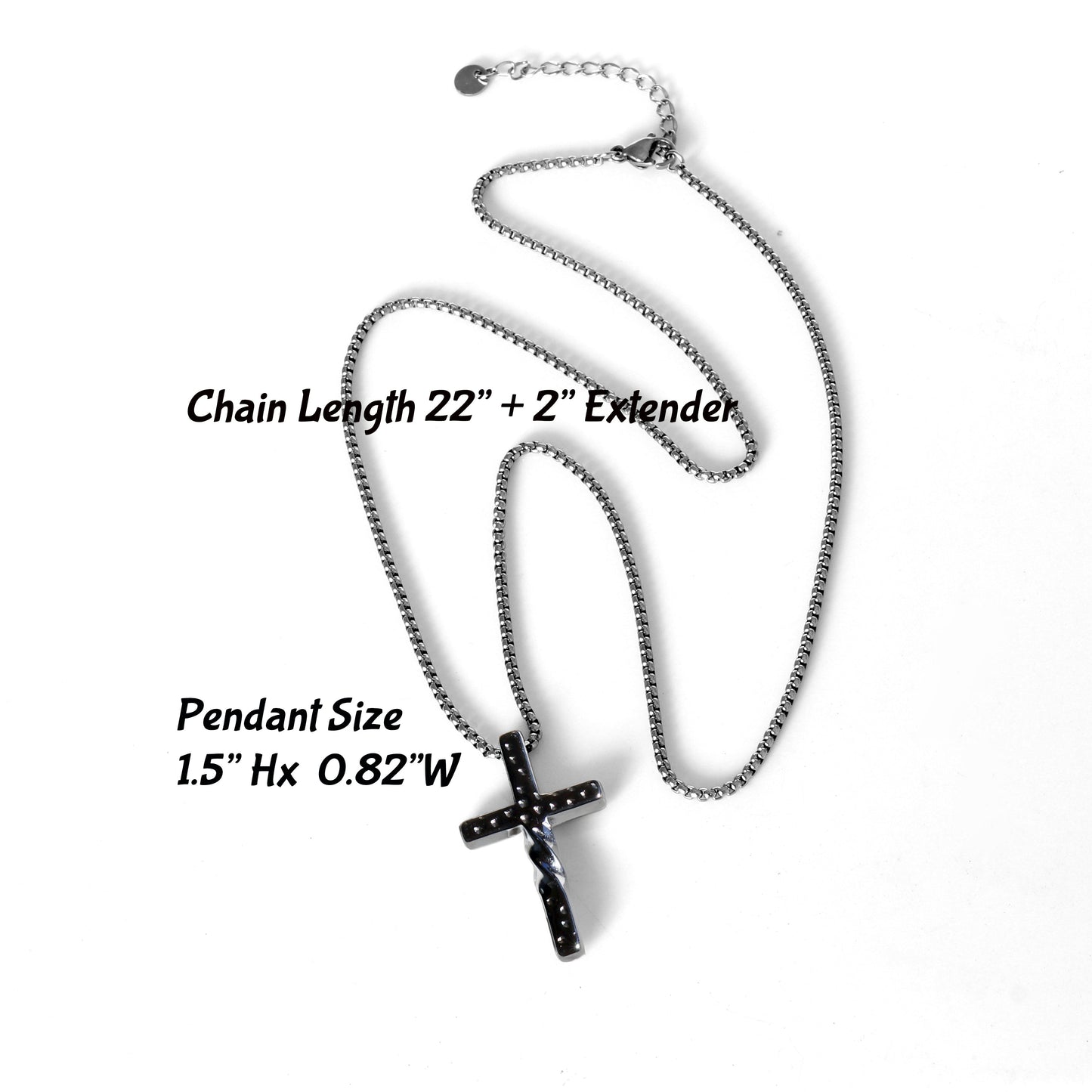 Cross Necklace, Faith Necklace, Stainless Steel Silver Cross Pendant, Mens Cross chain
