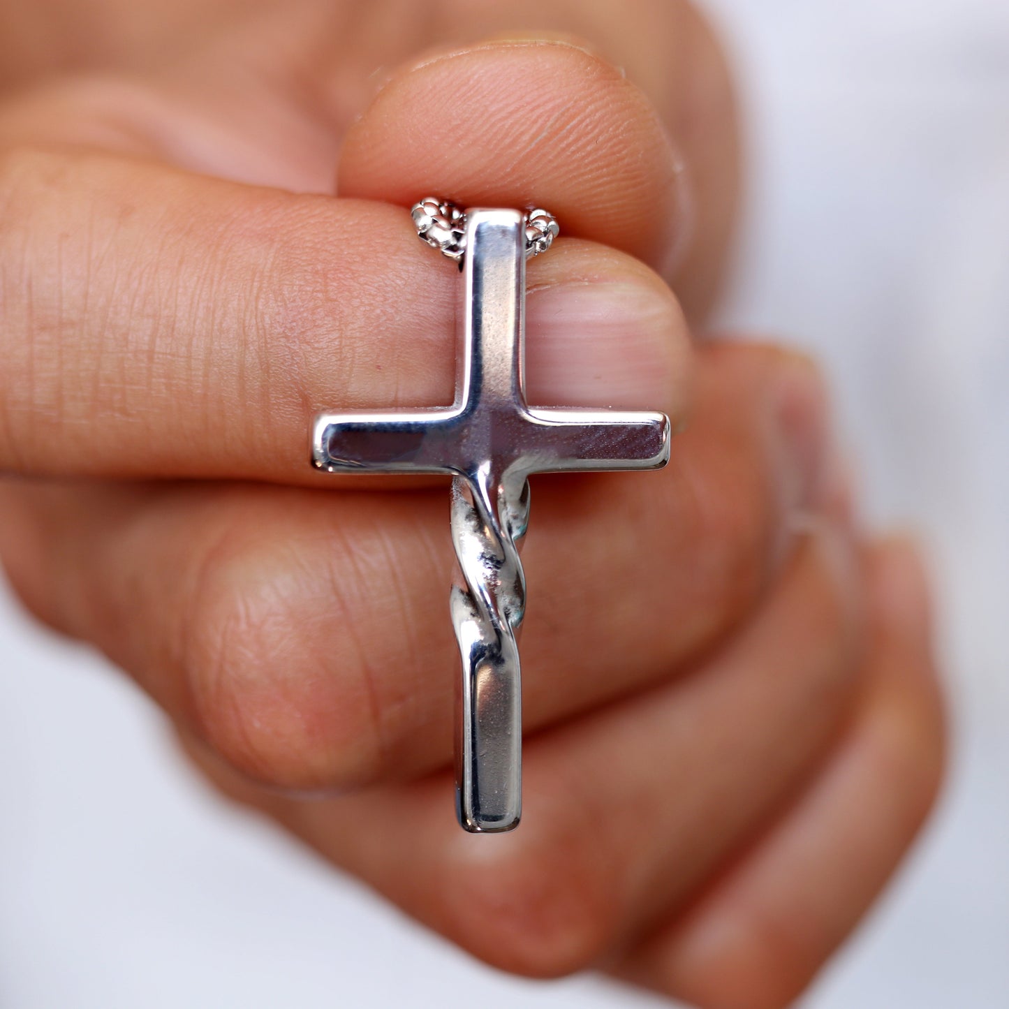Cross Necklace, Faith Necklace, Stainless Steel Silver Cross Pendant, Mens Cross chain