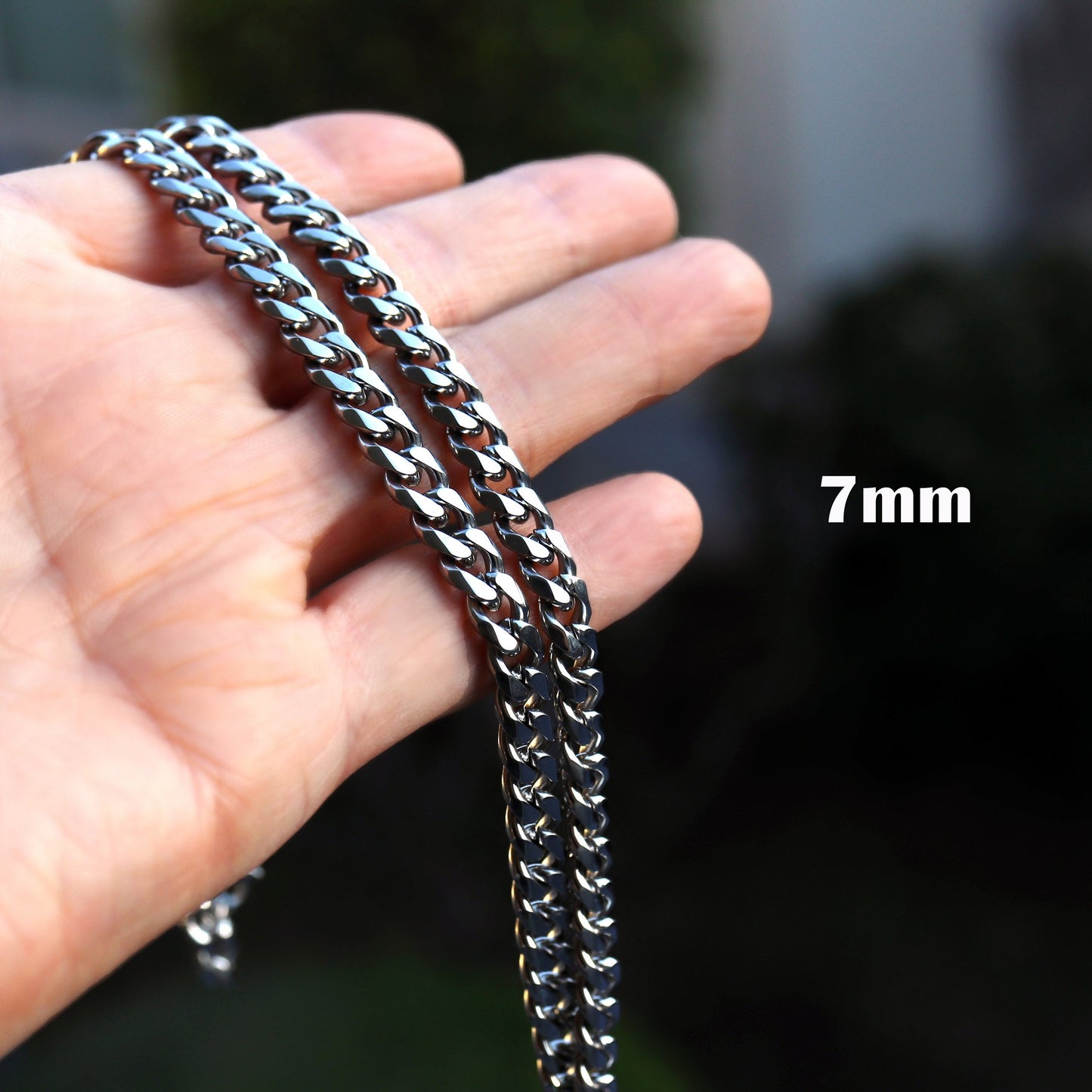 Miami Cuban Chain, Cuban Link Chain, Mens Chain Necklace, Waterproof Chain Necklace, Stainless Steel Silver Chain, 3.5mm,5mm, 7mm, 9mm Chain