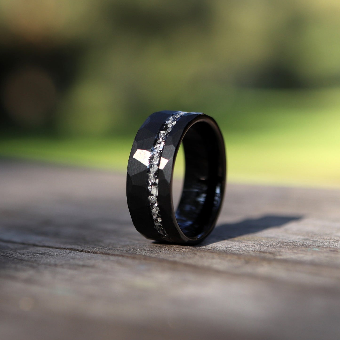 Black Hammered Wedding Band, Meteorite Ring, Mens Wedding Band, Hammered Brushed Tungsten Ring, Mens Ring, Meteorite Wedding Ring for Men