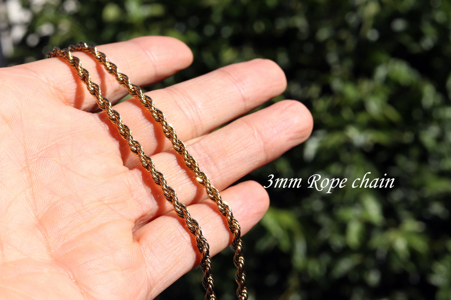 Men's Chain Necklace, Rope Chain Necklace, Stainless Steel Gold Chain, 3mm Rope Chain Necklace for Men