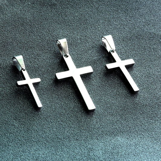 Men's Cross Pendant, Boys Cross Pendant, Waterproof Jewelry, Stainless Steel Silver Cross Pendant for Men, Chain Not Included