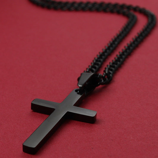 Customized Cross Necklace, Engraved Cross Necklace, Men's Cross Necklace, Personalized Necklace, Boys Cross Necklace, Black Cross Necklace