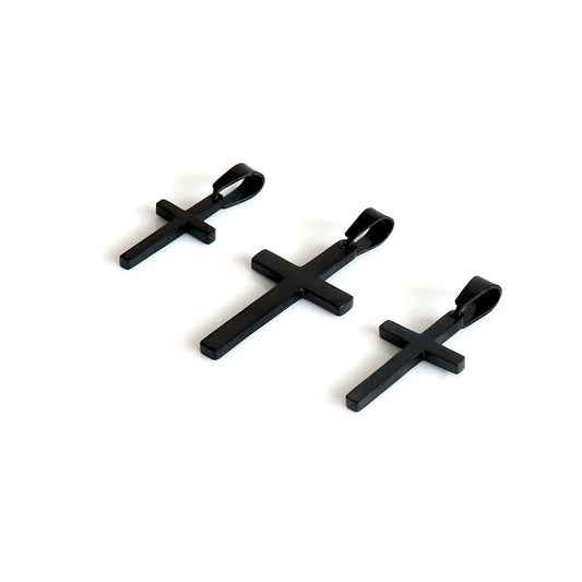 Men's Cross Pendant, Boys Cross Pendant, Black Cross Pendant for Men, Stainless Steel Cross Pendant, Chain Not Included