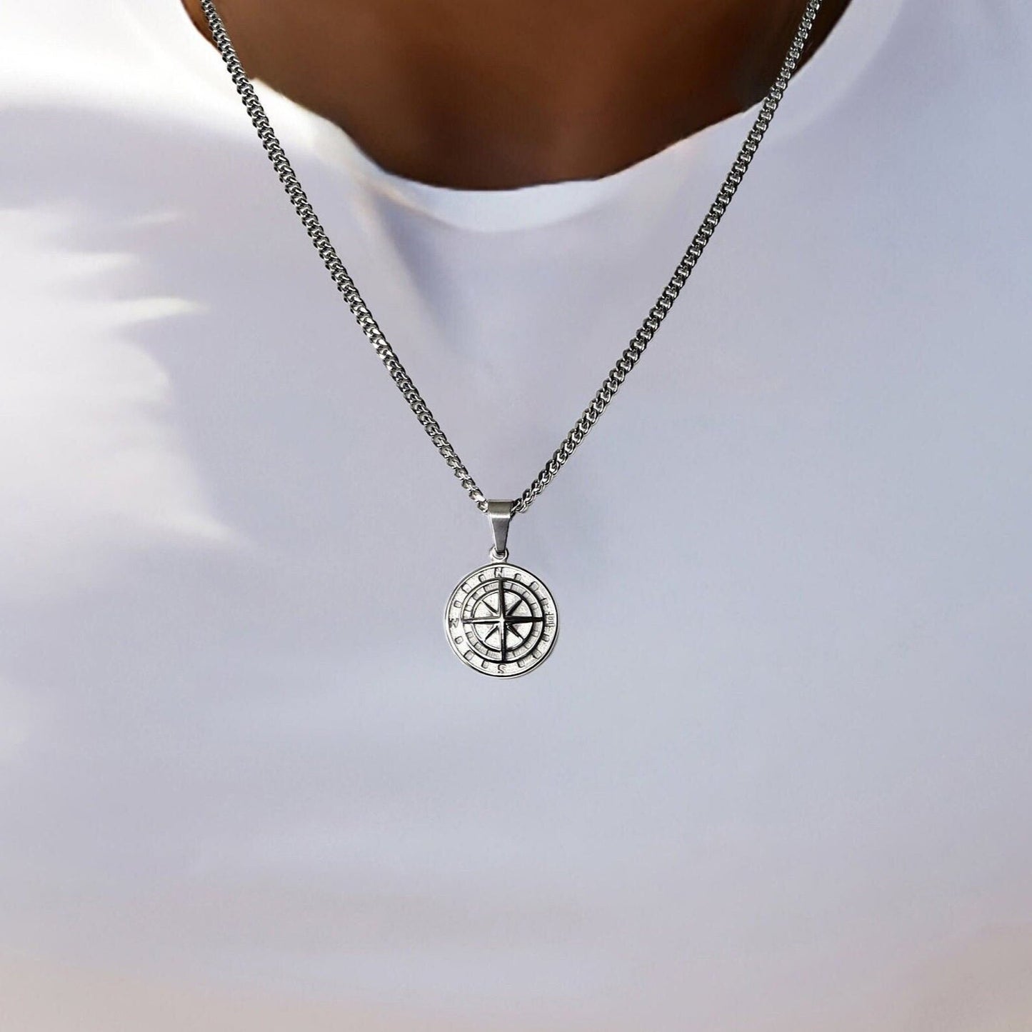 North Star Compass Pendant Necklace Man Compass Pendant Necklace for Men Necklace Chain Gift for Him Gifts for Boyfriend