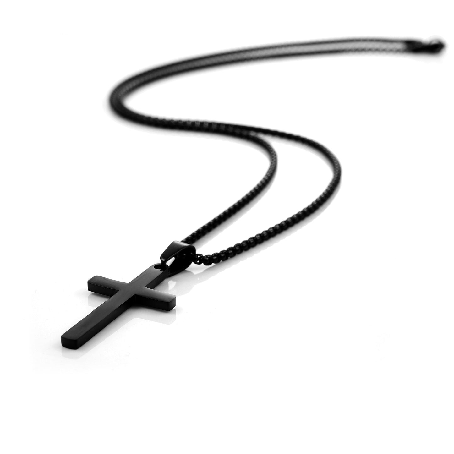 Men's Personalized Black Cross Necklace - Cross Pendant for Boys, Baptism Gift for Kids, Gift for Him or Son