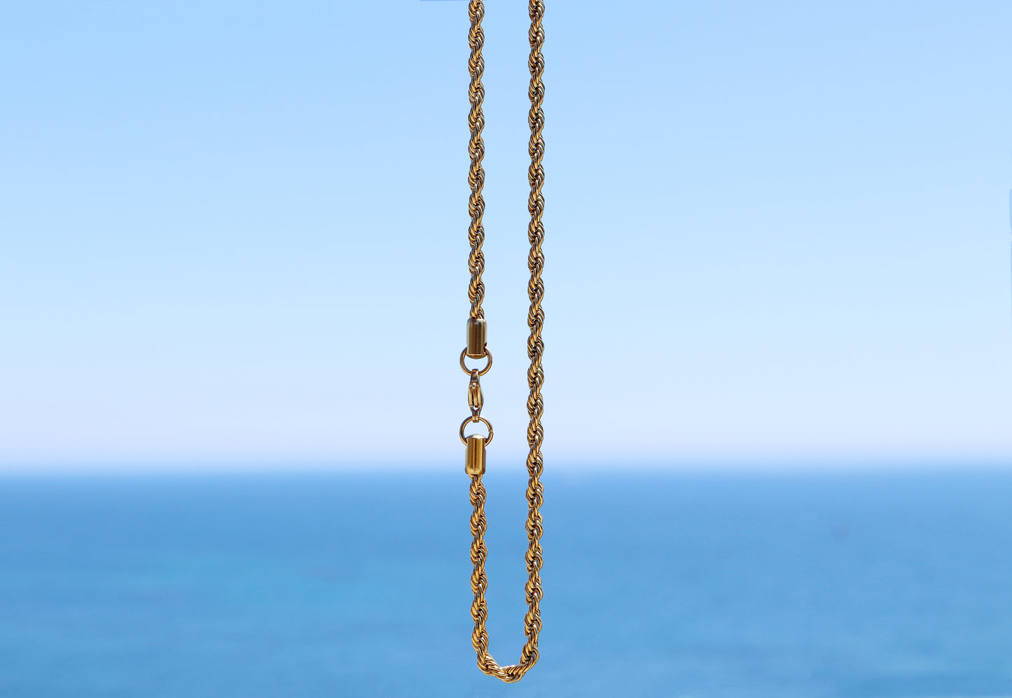 Men's Chain Necklace, Rope Chain Necklace, Stainless Steel Gold Chain, 3mm Rope Chain Necklace for Men