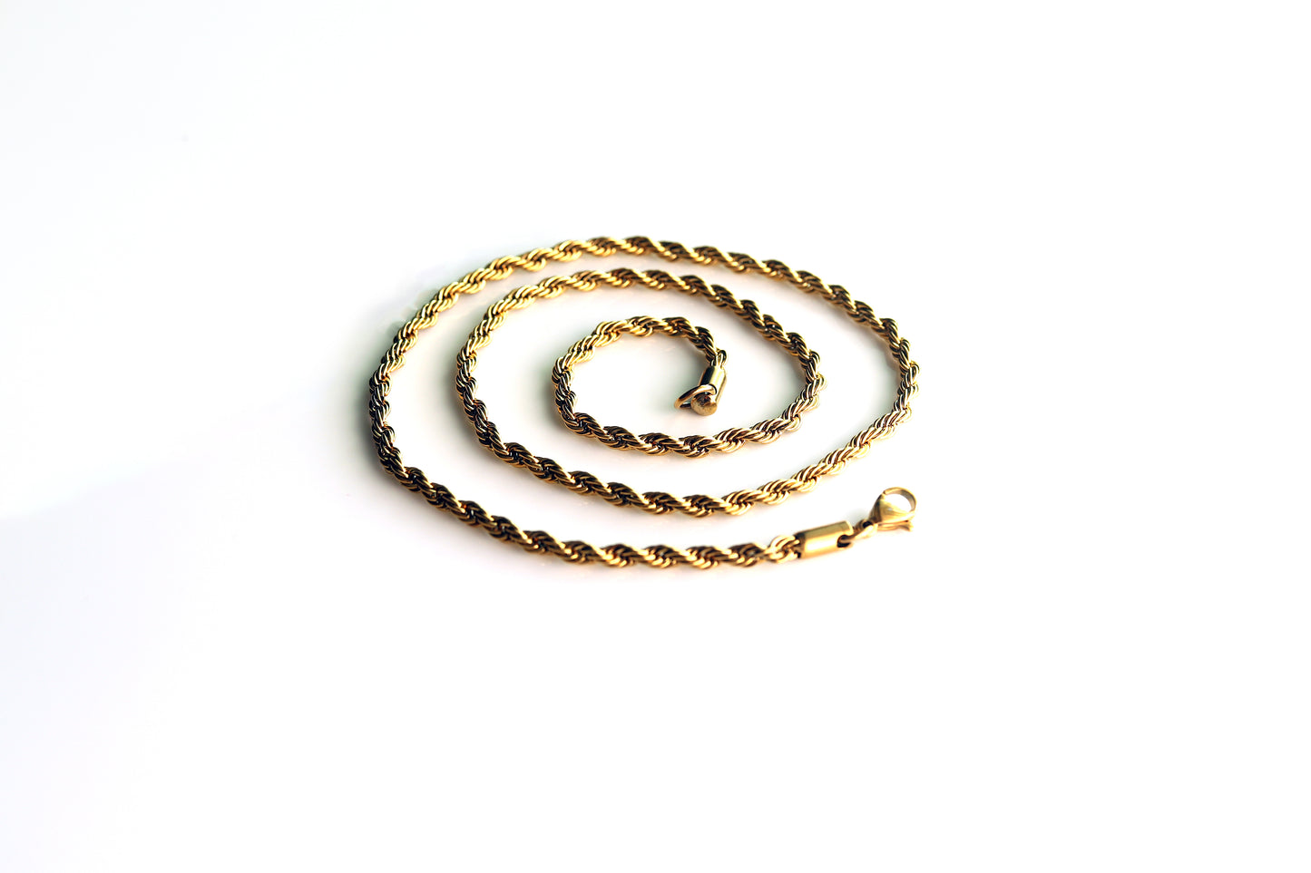 Men's Chain Necklace, Rope Chain Necklace, Stainless Steel Gold Chain, 3mm Rope Chain Necklace for Men