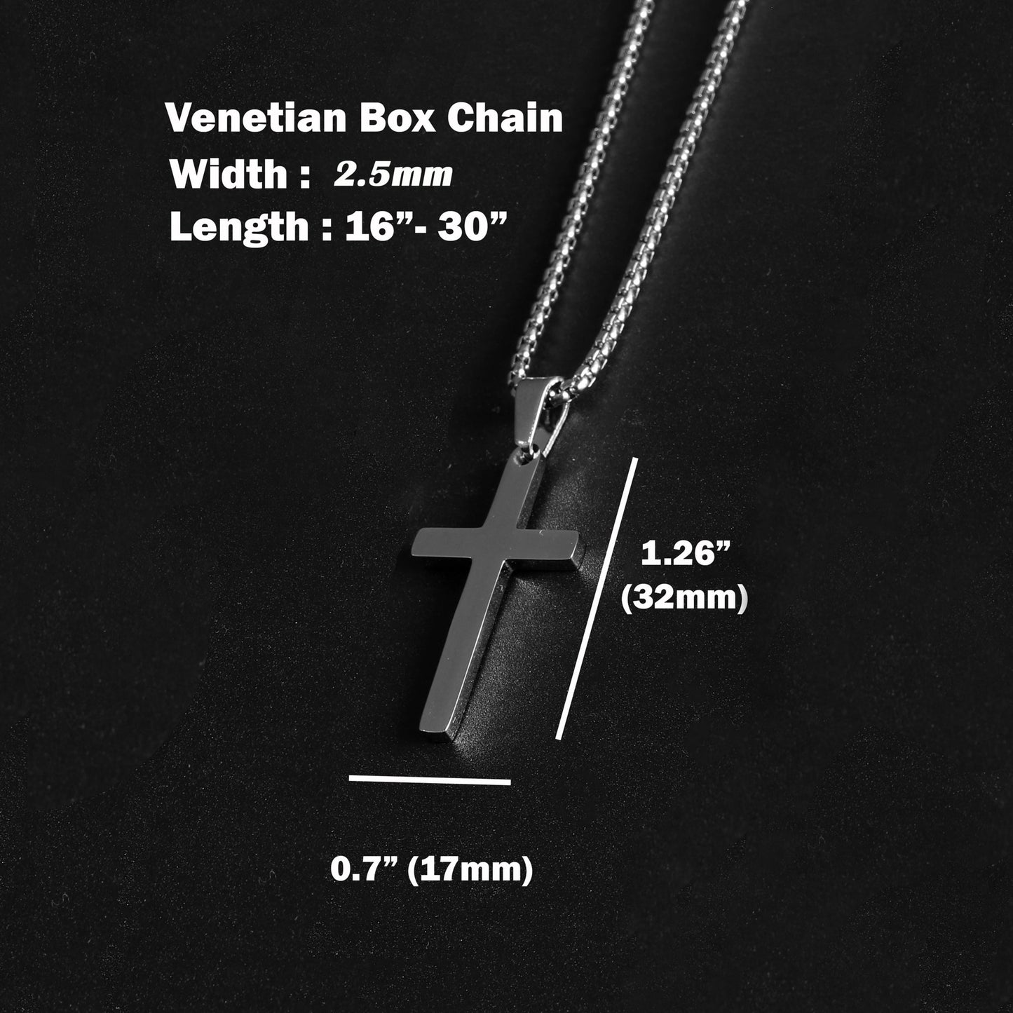 Personalized Engraved Men's Cross Necklace - Stainless Steel Silver Cross Necklace